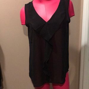Black Sleeveless Top with Ruffle Detail
